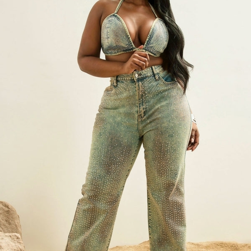 Bling Bling Denim Pant Set - Picture 2 of 7